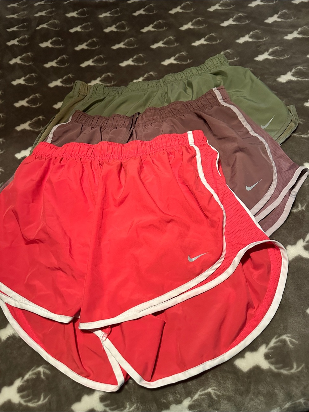 Nike Women's Running Shorts Trio - Red, Olive, Mauve
